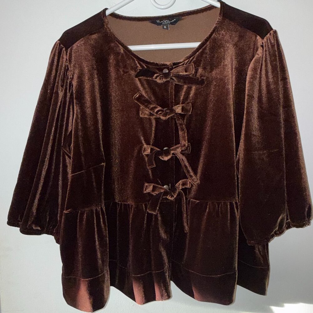 Velvet Heart Los Angeles Stretch Velvet Cropped Blouse Size XL